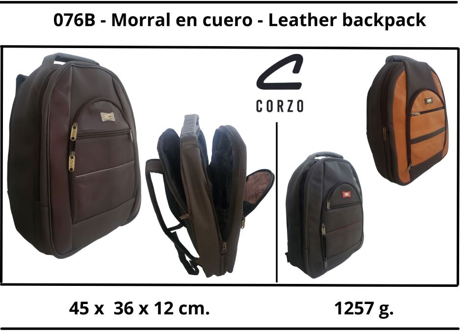 076B – Arlington – Morral en cuero, 12 servicios – Leather backpack