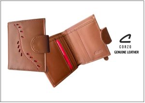 645 – Billetera dama, cuero legítimo – Flower